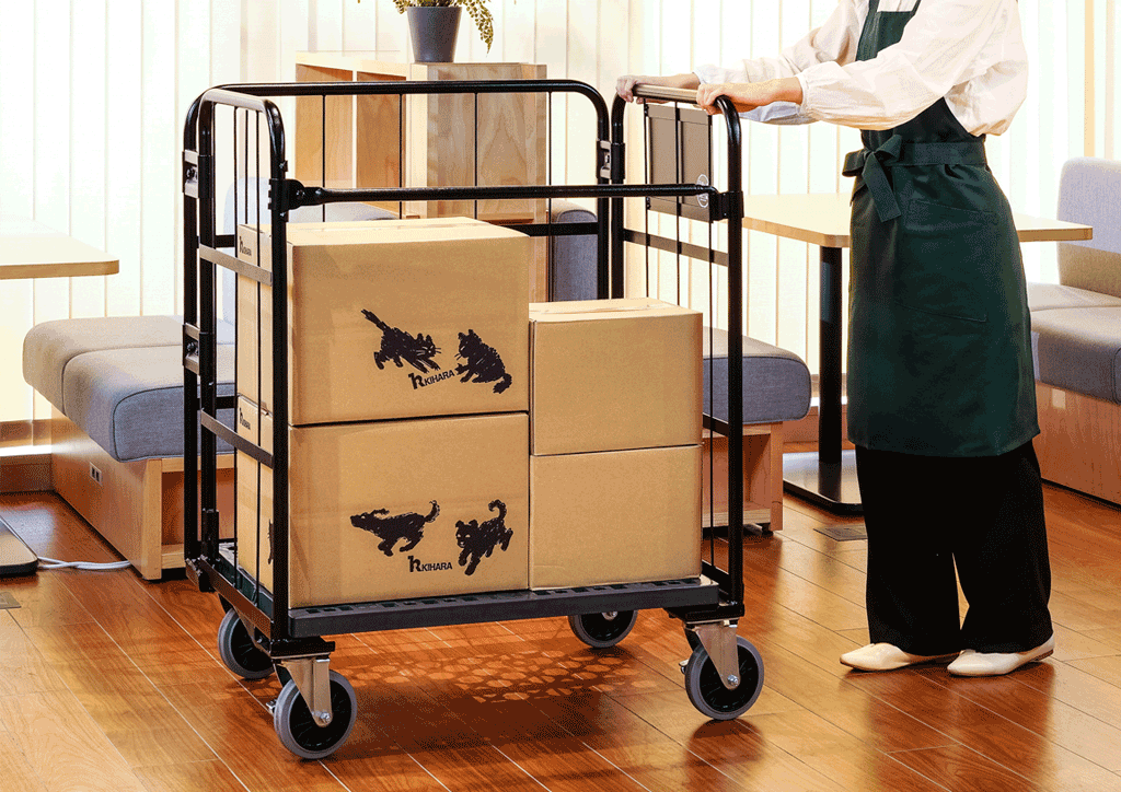 資料整理用カゴ台車Ⓒキハラ株式会社