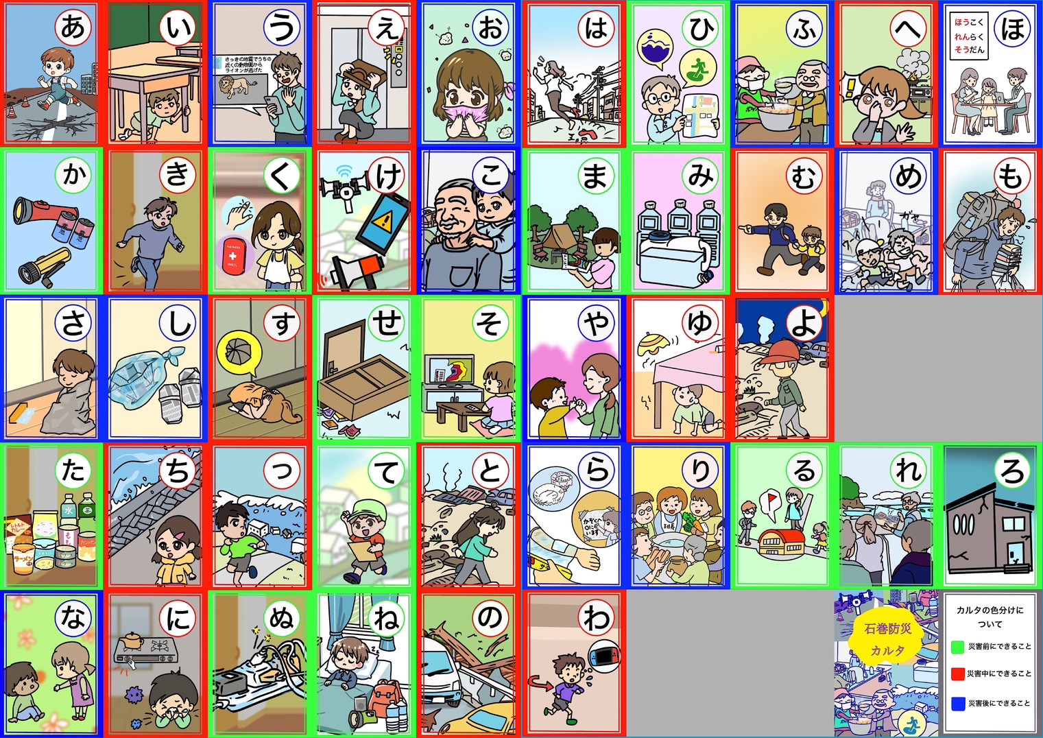 石巻防災カルタ「絵札」©キハラ株式会社